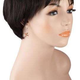 Amber Earrings - Baltic Amber French Leverback Honey Amber Dangling Earrings "Shamrock" - Sterling Silver Jewelry Collection