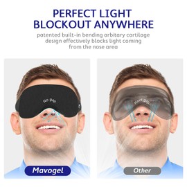 Mavogel Cotton Sleep Eye Mask - Updated Design Light Blocking Sleep Mask, Soft and Comfortable Night Eye Mask for Men Women, Eye Blinder for Travel/Sleeping/Shift Work, Includes Travel Pouch, Black