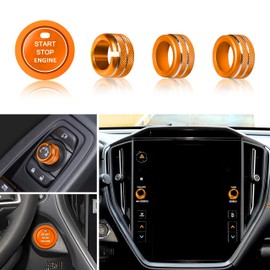 for Subaru Crosstrek Impreza Accessories 2024 2025 Forester 2025 Legacy/Outback 2020-2025 WRX 22-25 Ascent 24-25 Volume Knob Cover Engine Start Stop Button Cover Rear Mirror Knob Ring, 5pcs (Orange)