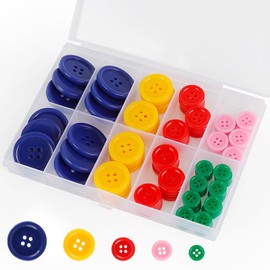 Premium Color Sewing Buttons, 100PCS Round Resin, 4 Holes Craft, Handmade Sewing Button, Sizes 40L/32L/24L/20L/16L, for Garment DIY Art Crafts Projects Decoration (Non-Dyed Buttons)