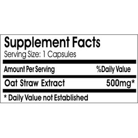 Oat Straw 500mg // 90 Capsules // Pure // by PureControl Supplements