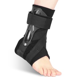 Tiny Chou Ankle Brace for Sprained Ankle, Plantar Fasciitis Relief Achilles Tendonitis Brace, Ankle Splint Wrap Support Brace for Women Men, Ankle Stabilizer for Injury Recovery (Black, Small)