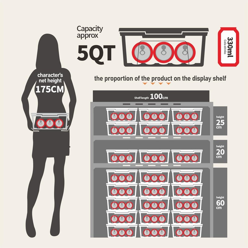 YYXB Clear Black Storage Bins with Lids, 12 Pack Plastic