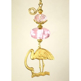Brass Flamingo with Pink Glass Ceiling Fan Pull Chain