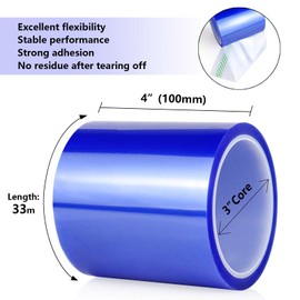 BOMEI PACK High Temp Tape, 4'' Wide Blue Heat Transfer Tape,100mm × 33m (108ft) High Temperature Masking Tape for Tumbler Sublimation Print, Heat Vinyl Press Tape, No Residue