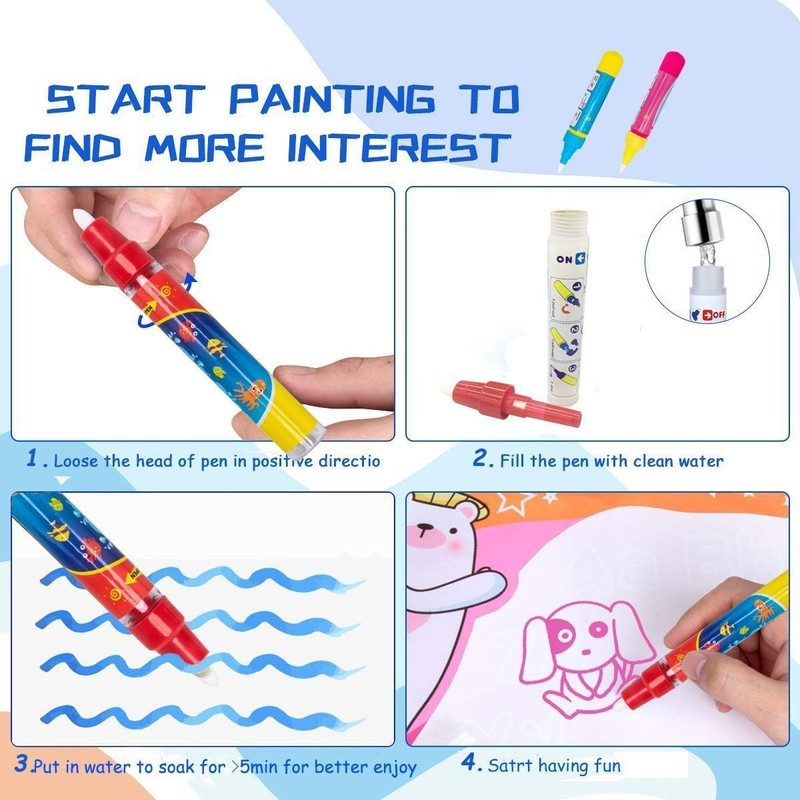 8pcs Water Doodle Pens, Water Mat Pens Water Drawing Play