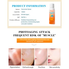 DISAAR BEAUTY Vitamin C Nicotinamide SPF60++ Sunscreen Spray Sun Protection Moisturizing Blocking Keeps Skin Hydrated 24H - Anti UVA / UVB 160ml / 5.41fl.oz