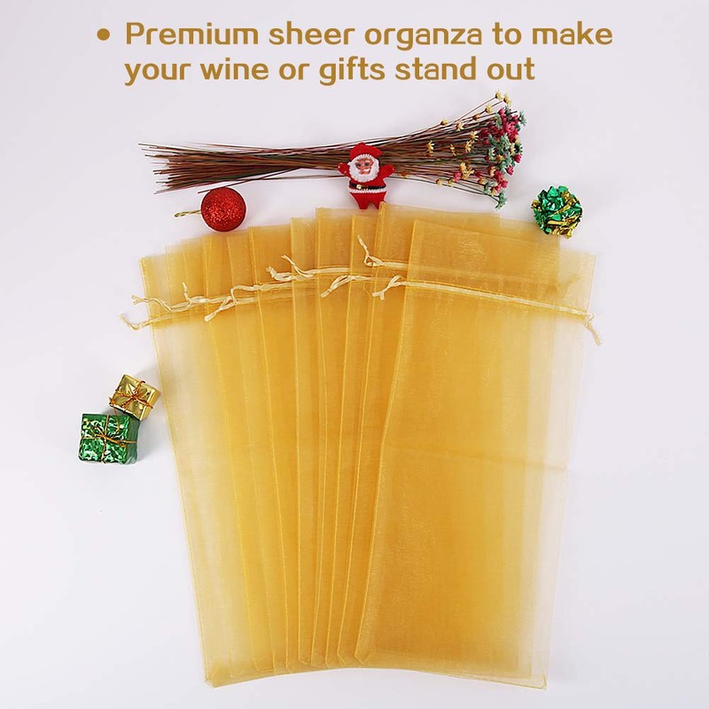 HRX Package 30pcs Organza Wine Bags, Sheer Mesh Bottle Gift
