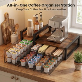 Coffee Station Organizer for Countertop, Coffee Bar Holder for Pods Tea Bag