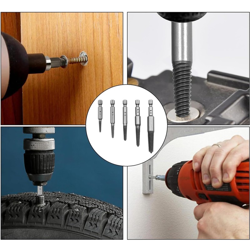 1/4" Hex Shank Easy Out Bolt Extractor Damaged Screw Remover
