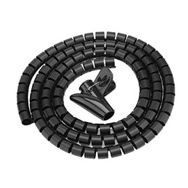 Haofy Organizador de Cables Espiral, Protector de Cable en Espiral, Tubo Organizador de Cables, Tipo Espiral, Envoltura de Cable Espiral(1.5m*16mm-Negro)