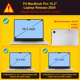 Mektron for M4 MacBook Pro 14-inch Case 2024 A3112 A3401 A3185 Compatible with 2023 M3 A2918 A2992 M2 A2779 2021 M1 A2442 Pro/Max Cover for Mac Pro 14" with Retina XDR Display & Touch ID, Purple