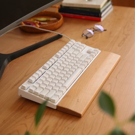 HomeDo Wooden Wrist Rest for Mechanical Keyboards, Support Pad for the Palm, Ergonomic Pad for Typing and Playing (Beech, 30 x 8 cm)