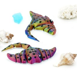 Stella the Flexy Stingray | 3D Printed Articulating Stingray | 4.5 inches long with flexible tail and fins - Color: Rainbow