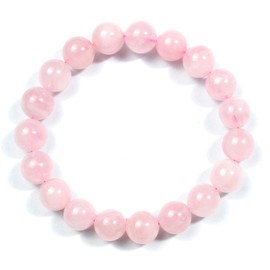 Cynbpm Pink Beaded Bracelets for Women Bead Bracelet Rose Quartz Crystal Gemstone Trendy 7.5inch 10mm