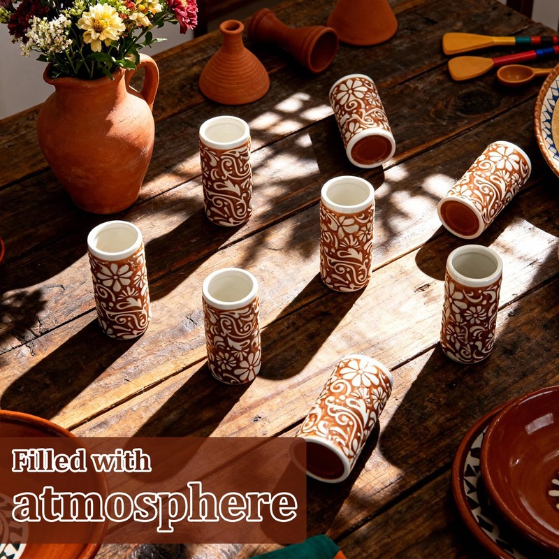 12 Pcs Cielito Lindo Party Favors Mexican Terracotta Pottery Cups,
