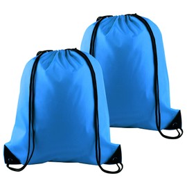 PLULON 2Pcs Drawstring Bags Bulk Blue Drawstring Backpack String Backpack Cinch Sack Sport Gym Backpack Bags for Yoga Traveling Outdoor Sports
