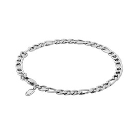 CRAFTD | Silver Figaro Link Bracelet | Durable Rhodium & 316L Stainless Steel | Waterproof, Heat & Sweat Resistant | Gifts for Men | Men's Jewelry | Size 5MM | Length 7.5"