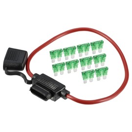 A ABSOPRO 30A Standard Blade Style Fuse 12 AWG Fuse Holder Waterproof 12 Gauge Fuse Holder Blade Style Inline Fuse Holder Metal Black