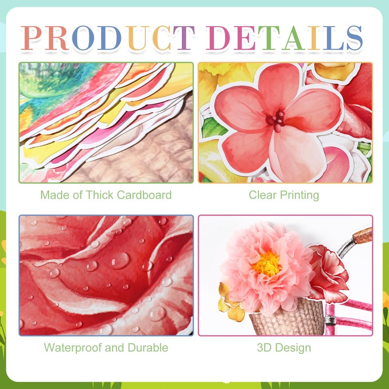 Pasimy Flower Bulletin Board Decorations Set 3D Paper Flower Cutouts