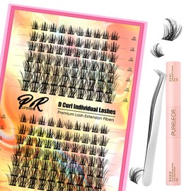 PURELEOR Cluster Lashes Kit Including Bond and Seal Remover DIY Individual Eyelashes Extensions Set