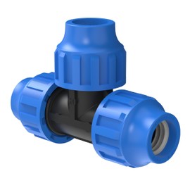 Kirchhoff T-piece, plastic, 25 x 25 x 25 mm, for HDPE pipe, 3 x 5 x fittings, various sizes, DVGW tested, drinking water quality, made in the EU, black, 25 mm, 984844217