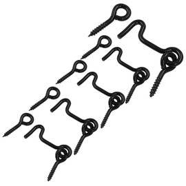 Coufce 1.7 Inch Cabin Hook and Eye Latch Lock Black Gate Door Swivel Window Door Hook Carbon Steel Latch Hook Privacy Lock for Sliding Door Barn Door with Screws(5PCS)