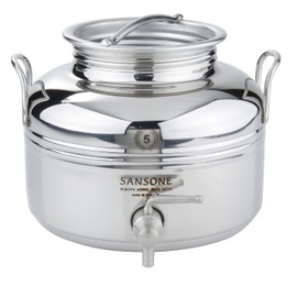 Sansone Stainless Steel Water Dispenser Container with Spigot, 1.32 Gallon, 5 Liter, Silver