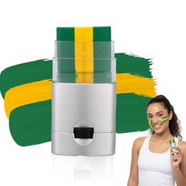 Brazil Flag Face Paint Stick, 3 Colors Yellow, Waterproof Sweat-Resistant Formula For Bold Color — Football Supporters For Sports Events, Carnival Parties And Festive Makeup (Green Yellow Green)