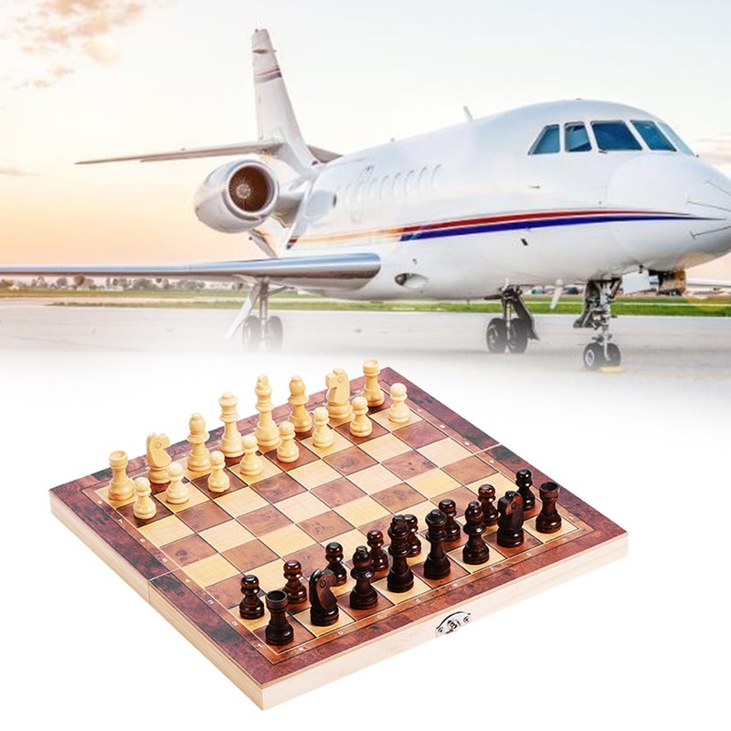 3in1 Portable Wooden Chessboard Folding Board Chess Game For Party