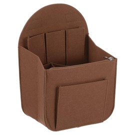 sourcing map Purse Organizer Insert, Portable Felt Organizer Bags with Metal Zipper Multiple Compartments Purse Liner for Backpack Rucksack Handbag Shoulder Bag (7.7" x 5" x 11", Brown)