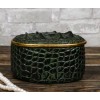Ebros Gift Faux Crocodile Pattern Textured Green Print Gold Oval