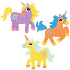 Baker Ross AT724 Unicorn Sand Art Magnet Kits, for Kids Arts and Crafts Projects (Pack of 6), Assorted, Blue,Green,Orange,Pink,Purple