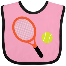 inktastic Tennis Racket and Ball Baby Bib Pink and Black 1efe2