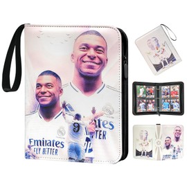 Oirigaga Football Cards Scrapbook, Football Trading Cards Album Folder with Zip Carry Handle 4 Pockets 50 Sleeves 400 Cards Collector Book Collection Book Sports Cards Book Folder