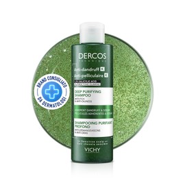 Vichy Dercos Anti-Dandruff K, Deep Cleansing Shampoo for Oily and Sensitive Scalps, for Stubborn Dandruff and Deposits, Keratolytic and Antimicrobial Effect, 250 ml