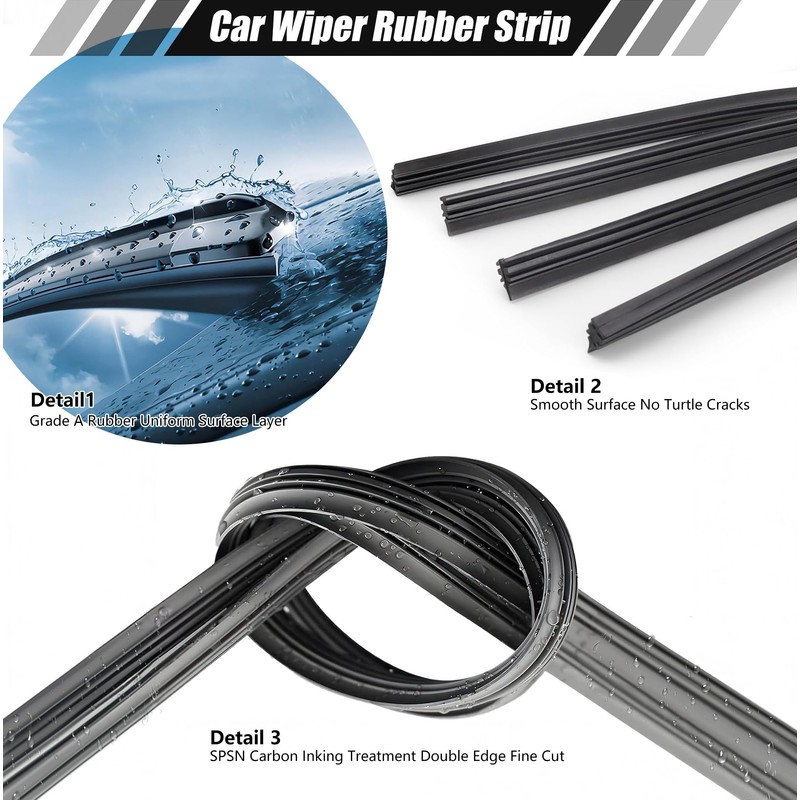 RiuCrepian Pack of 6 Windscreen Wiper Rubber, Sold by the
