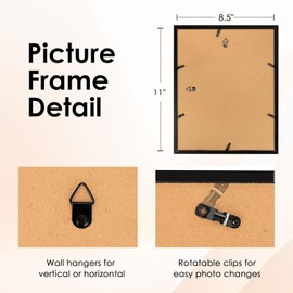 FIXSMITH 8.5x11 Diploma Frame, Black Picture Frame with Clear Plexiglass, 2 Pack Certificate Frame for Tabletop or Wall Display, 8.5x11 Document Frame, High School Diploma Frames