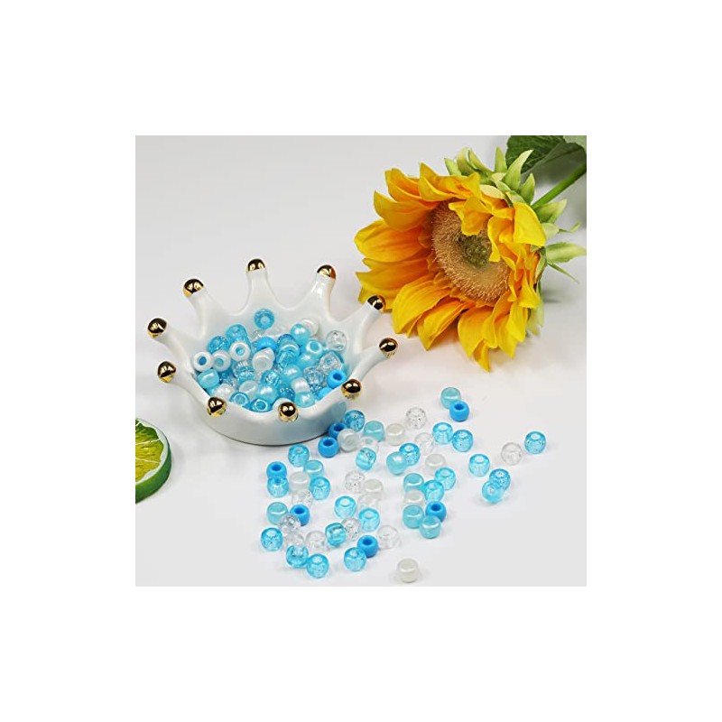 VOOMOLOVE 1000 PCS Bule Mix Pony Beads - Bracelet, Hair