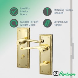 EAI Polished Brass Georgian Scroll Bathroom Door Handles - 1 Pair Internal Lever Handles - Rope Design