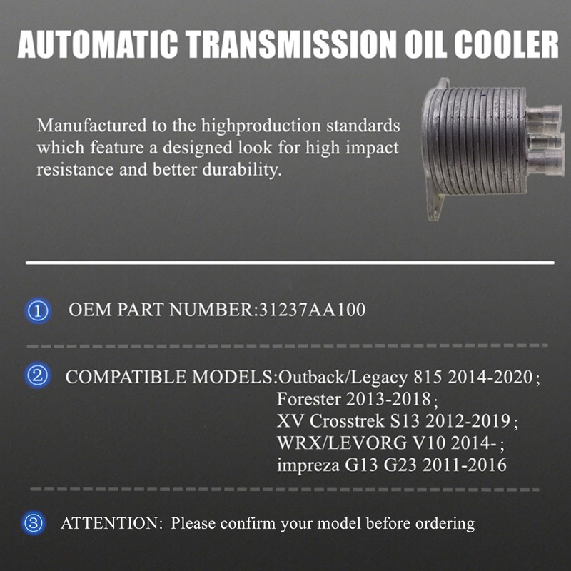 31237AA100 Automatic Transmission Oil Cooler Compatible with Subaru Outback Legacy