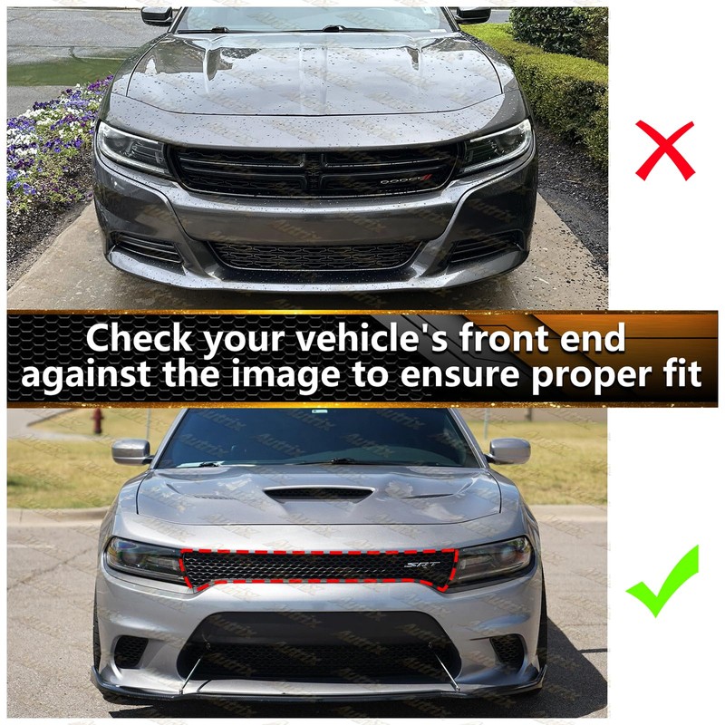 Autrix Front Grille Compatible With 2015-2024 Dodge Charger Non-Widebody