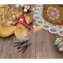 Fennco Styles Decorative Resin Standing Bird with Red Winter Hat Sculpture Figurine 6" High for Farmhouse, Tabletop, Bookshelf, Garden, Christmas and Holiday Décor