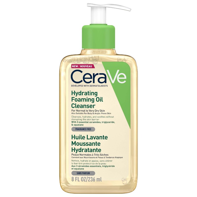 CeraVe Hydrating Foaming Oil Cleanser With 3 Essential Ceramides, Triglyceride,
