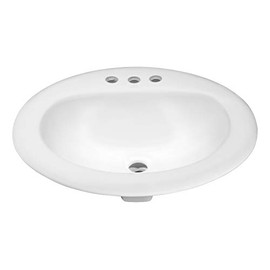 ANZZI Cadenza Modern Ceramic Drop-In Sink for Bathroom | 21 Inch Vitreous Polished White Vanity Oval Bowl Sink for Lavatory | 3 Faucet Holes Front Built in Overflow Porcelain Bathroom Sink | LS-AZ097