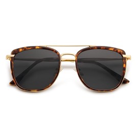 SOJOS Retro Aviator Square Polarized Sunglasses For Women Men,Vintage Women's Sun Glasses Shades UV400 SJ2180 with Tortoise Grey Lens