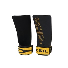 PICSIL Golden Eagle Hand Grips, Fingerless Grip Gloves Wrist Support for Weightlifting & Gymnastics with Micro-Diamond Technology for Magnesium Retention, Blocks Tears & Blisters, Gold, L/XL