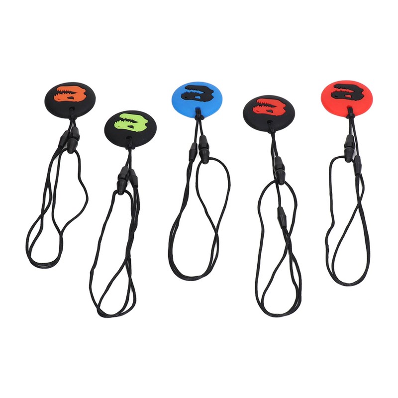 5pcs Kid Silicone Dinosaur Pattern Sensory Chewing Necklace Portable Baby