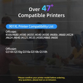 901XL Ink Cartridges Black/Color Combo Pack Remanufactured Replacement for HP 901 901 XL use with OfficeJet J4680 J4580 4500 J4500 Series J4680c J4624 J4640 J4524 Printers (Black, Tri-Color)