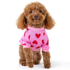 Rocky Thermal Jacket Clothes Fleece Lined Sweater for Dogs, Puppies, Warm Coat Bodysuit Onesie One Piece Vest Pet Jammies with Leg Warmers for Small, Medium, Large Dogs Cats (Heart, X-Large)